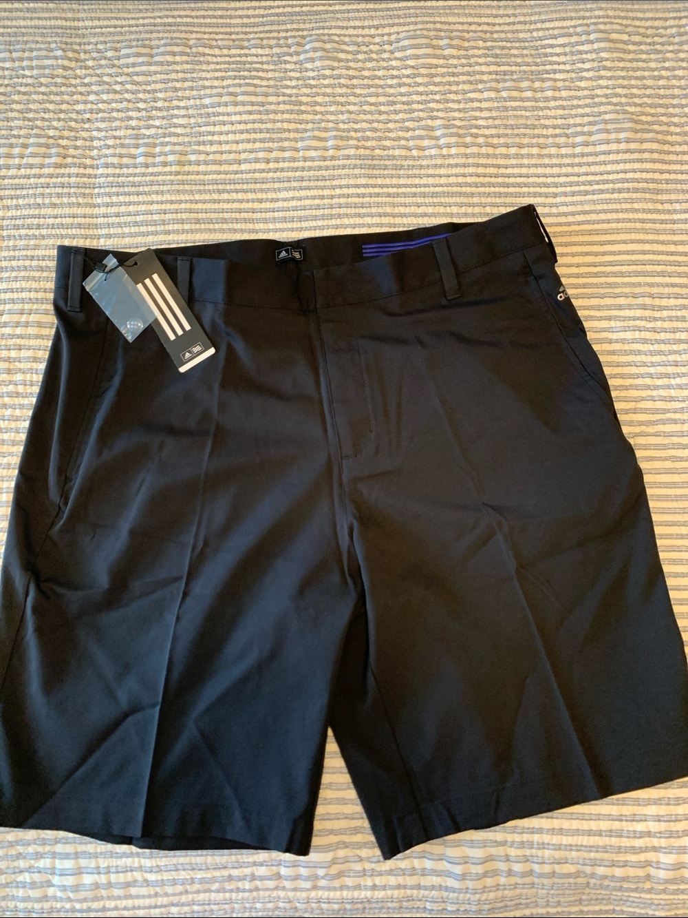Adidas Black Flat-Front Performance Golf Shorts
